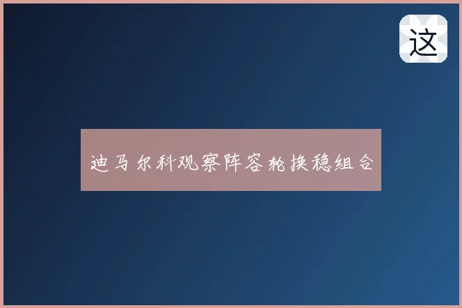 迪马尔科观察阵容轮换稳组合